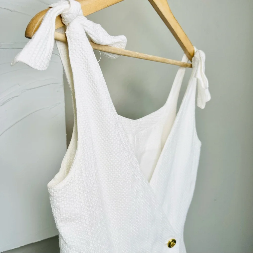 White Sleeveless Bow Mini Dress - Picture 11 of 15